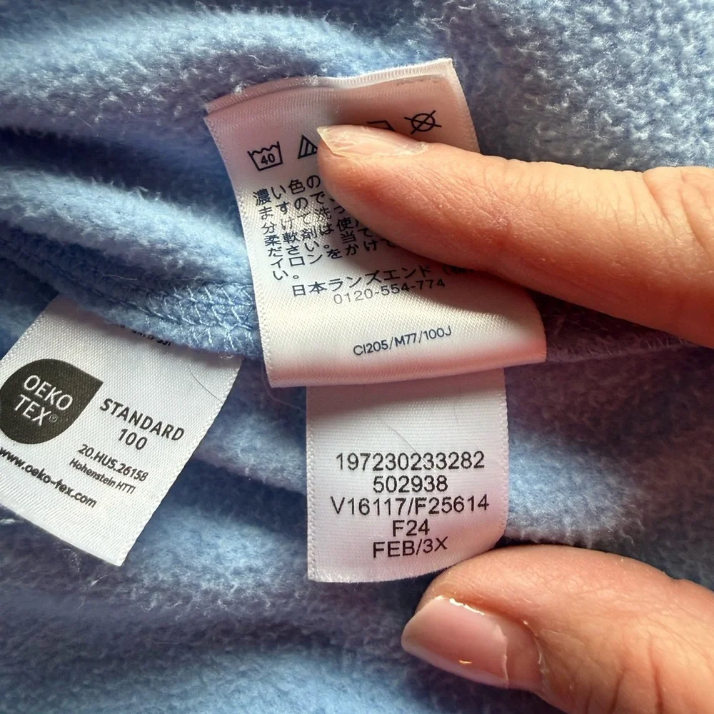 Plus Size Lands'‎ End 1/4-Zip Fleece Pullover Size 3X Sky Blue